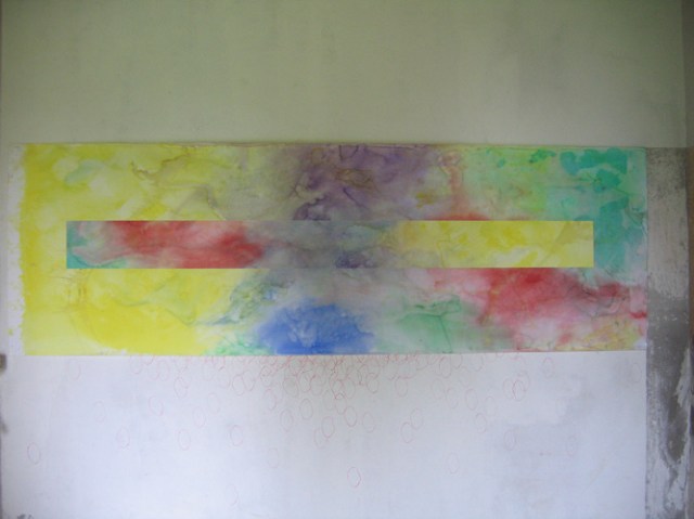 © Wilhelm Roseneder. Pilastro, 2005. Aquarell auf Papier/Watercolour on paper, 4.00x1.10 m. Artfarm Pilastro. Pilastro di Bonavigo, Verona, Italy