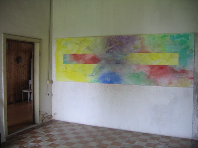 © Wilhelm Roseneder. Pilastro. Aquarell auf Papier/Watercolour on paper. 400x110 cm. Artfarm Pilastro. Pilastro di Bonavigo, Verona, Italy, 2005