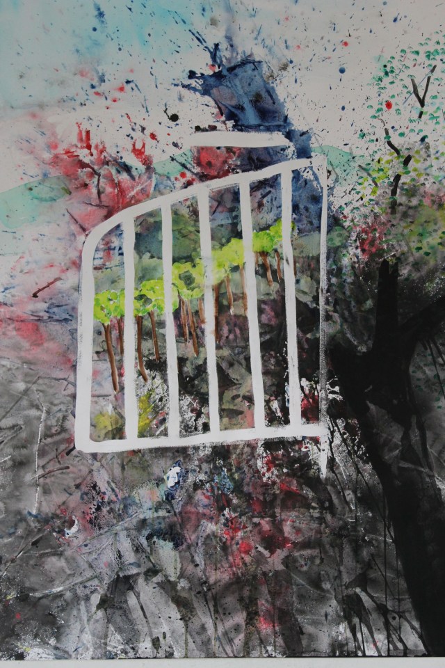 © Wilhelm Roseneder. Römische Landschaft I/Roman landscape I, 2011. Aquarell, Tusche, chinesische Tusche/Watercolor, ink, Chinese ink, 1.20x90 cm. Artist in Residence. Azienda Colonna. Cervinara. Paliano, Italy 2011