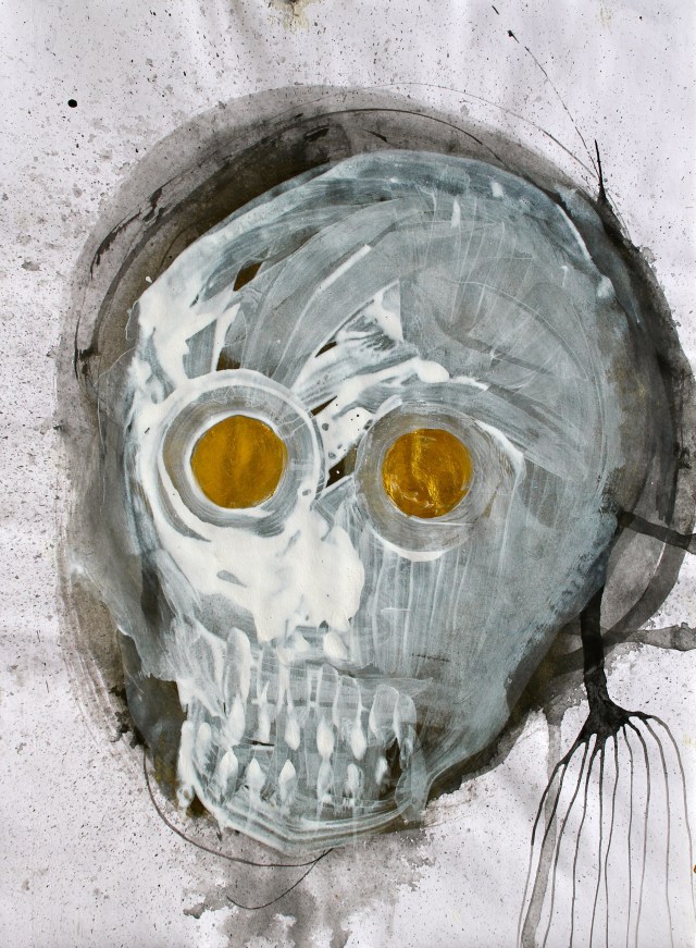 © Wilhelm Roseneder. Totenkopf/Skull, 2011. Acryl, Chinesische Tusche/Acrylic, Chines ink, 24x32,5 cm