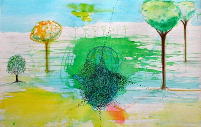 © Wilhelm Roseneder. Studie zu römischer Landschaft/Study to roman landscape, 2011. Aquarell, Bleistift, Tusche, chinesische Reibtusche/Watercolour, pen, ink, Chinese ink, 34x24 cm