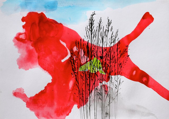 © Wilhelm Roseneder. Studie zu römischer Landschaft/Study to roman landscape, 2011. Aquarell, Bleistift, Tusche, chinesische Reibtusche/Watercolour, pen, ink, Chinese ink, 34x24 cm