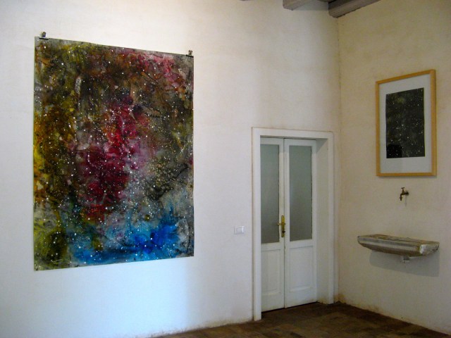 © Wilhelm Roseneder. Sternenbild II/Constellation II, 2010. Aquarell, Tusche, chinesische Reibtusche/Watercolour, ink, Chinese ink, 2.00x1,50 m.  Artfarm Pilastro. Pilastro di Bonavigo, Verona, Italy 2011
