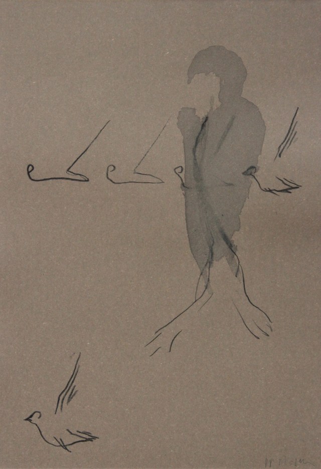 © Wilhelm Roseneder. Vögel/Birds, 1988. Aquarell, Ölkreide auf gefärbten Papier/Watercolor, oil crayon on coloured paper, 34x23,7cm