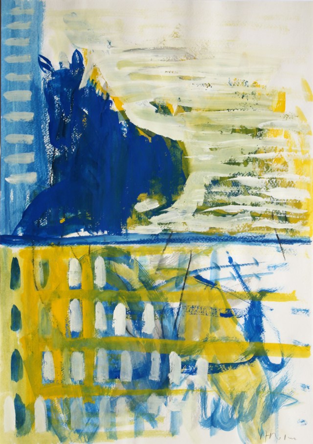 © Wilhelm Roseneder. Blaues Pferd/Blue horse, 1987. Gouache, Ölpastell auf Papier/Gouache, oil pastel on paper, 42x29,5 cm